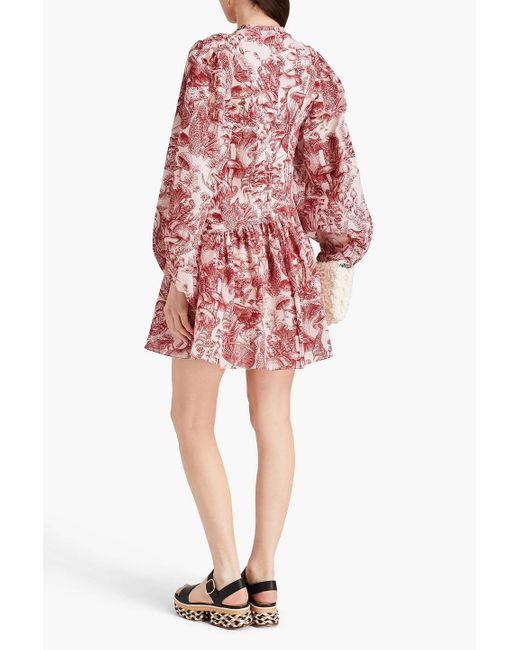 Stella McCartney Pink Knit-paneled Printed Silk And Cotton-blend Mini Dress
