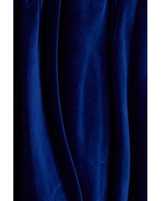 Simone Rocha Blue Minikleid aus baumwollsamt mit tülleinsätzen