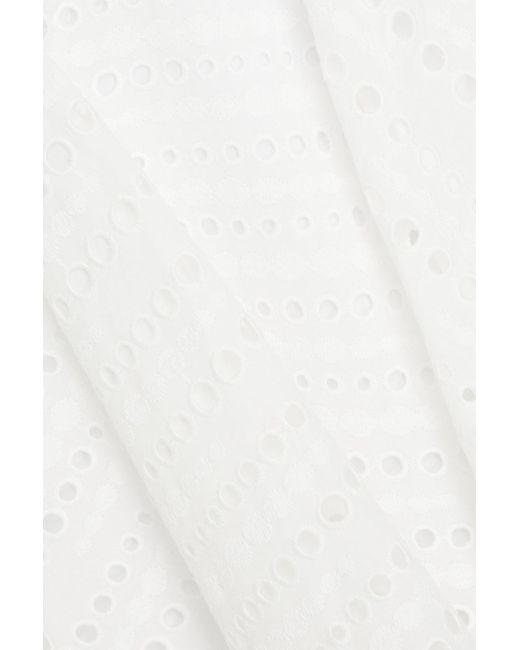 Charo Ruiz White Huelva minikleid aus einer baumwollmischung mit lochstickerei und spitzeneinsätzen