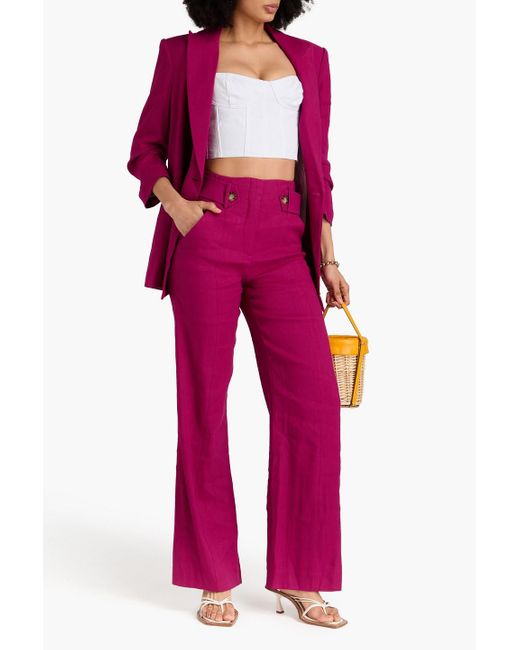 Veronica Beard Pink Sunny hose mit weitem bein aus twill aus einer leinenmischung
