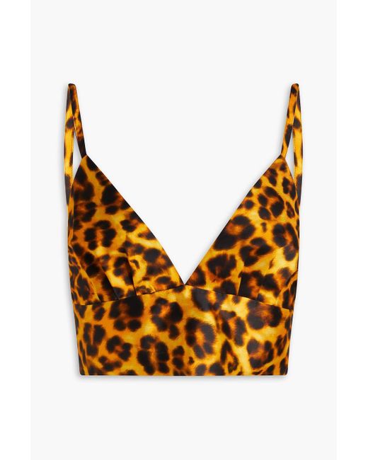 Sandro Orange Leopard-print Twill Bra Top