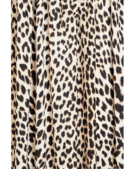 Maje Natural Leopard-print Ilk-crepe Midi Dress