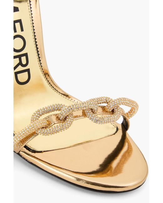 Tom Ford Metallic Crystal-Embellished Leather Sandals