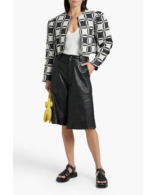 Sea Black Catalina Cropped Two-tone Patchwork Cotton Jacket