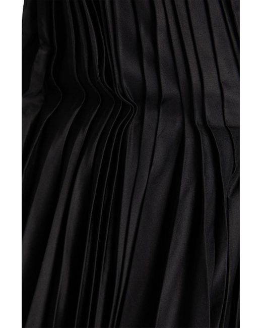 Valentino Garavani Black Plissé Silk-taffeta Gown
