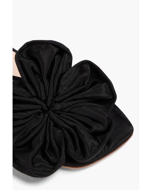 Loeffler Randall Black Frank 70 Floral-appliquéd Ottoman Sandals