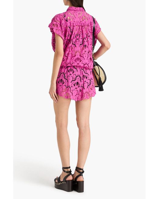 Farm Rio Pink Broderie Anglaise Cotton Shirt