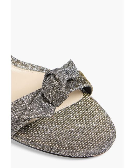 Alexandre Birman White Clarita Bow-Detailed Lamé Sandals