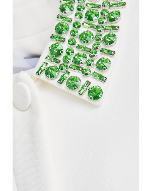 Veronica Beard Green Imogen Crystal-Embellished Crepe Jacket