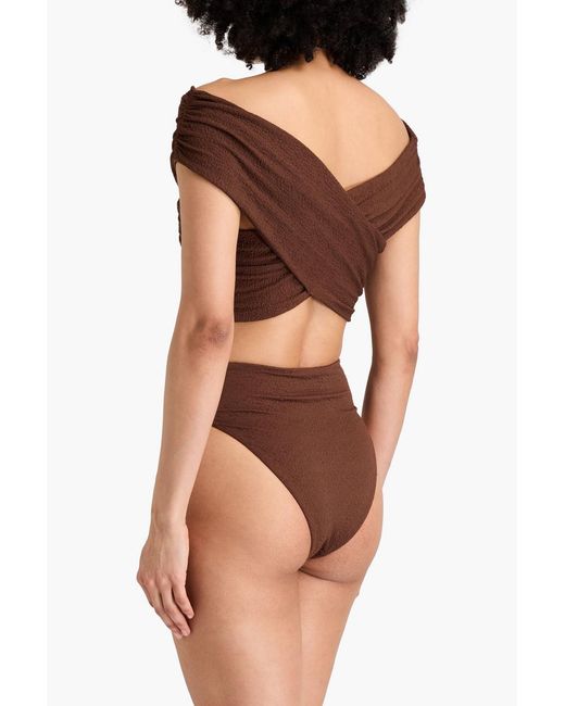 Mara Hoffman Brown Imina bikini-höschen aus stretch-matelassé
