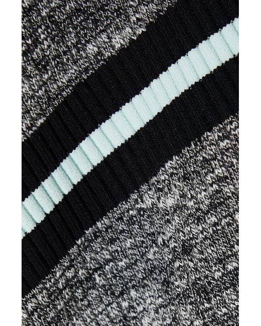 Proenza Schouler Gray Striped Ribbed-Knit Turtleneck Sweater