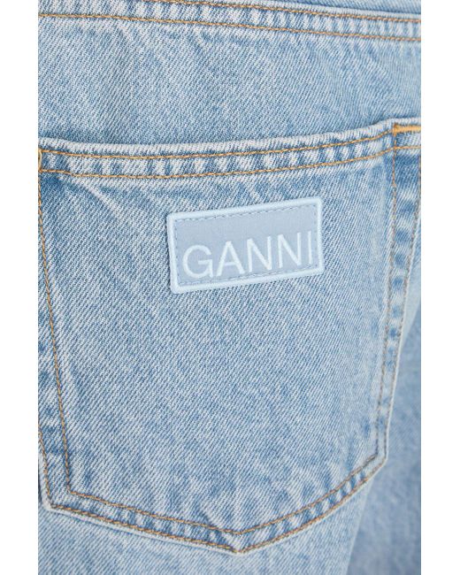 Ganni Blue Cropped High-rise Straight-leg Jeans