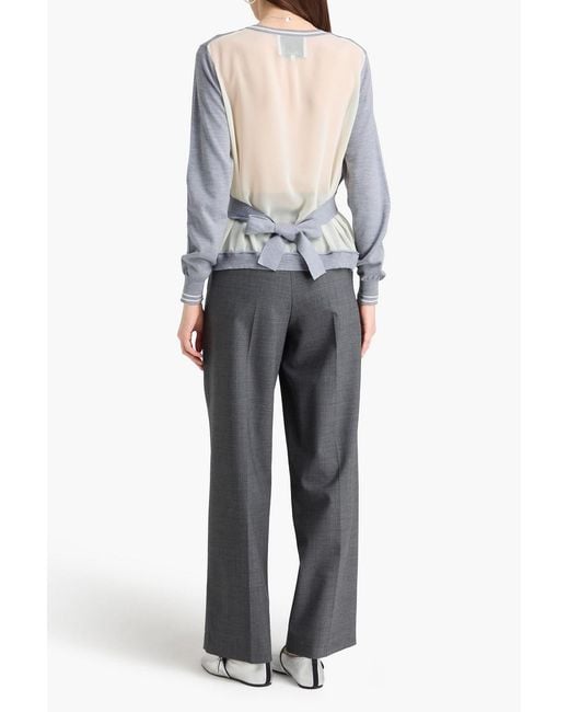 3.1 Phillip Lim Blue Chiffon-Paneled Wool Top