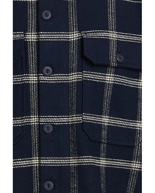 Sandro Blue Checked Cotton And Wool-blend Twill Shirt for men