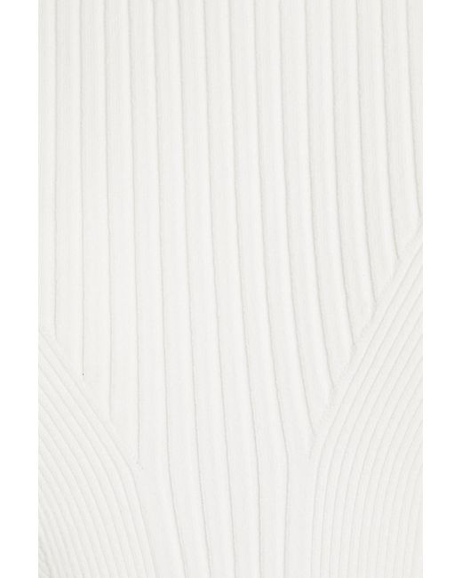 Hervé Léger White Ribbed-knit Mini Dress