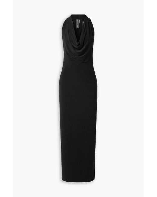 Norma Kamali Black Neeta Draped Jersey Maxi Dress