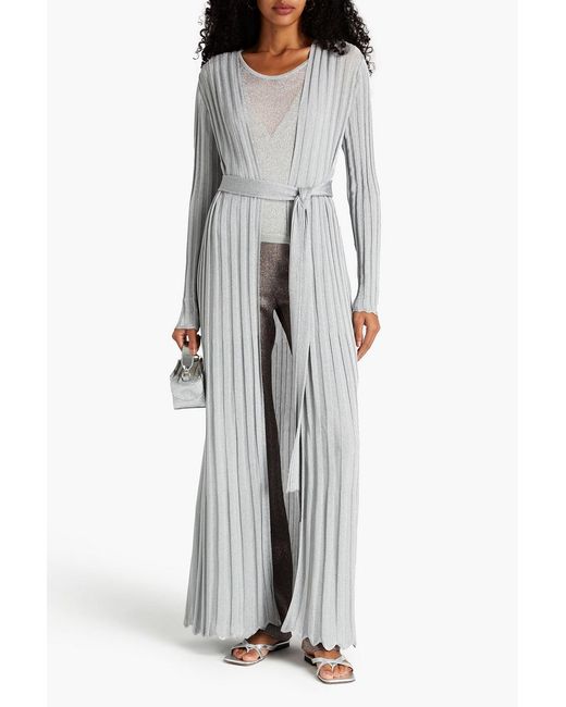 Missoni Gray Belted Ribbed-Knit Cardigan