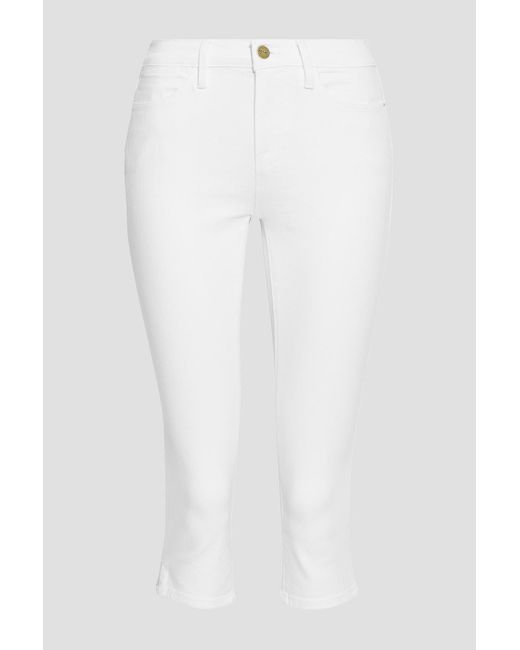 Frame Women's Le Pedal Cropped High-Rise Skinny Jeans - White