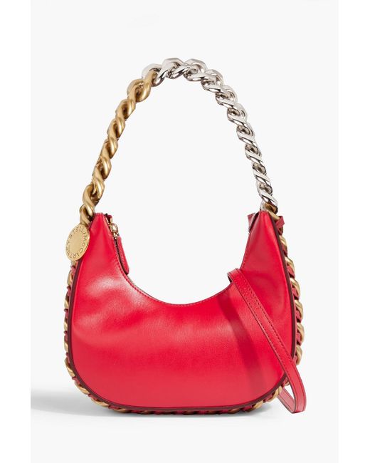 Stella McCartney Red Frayme Mini Faux Leather Shoulder Bag