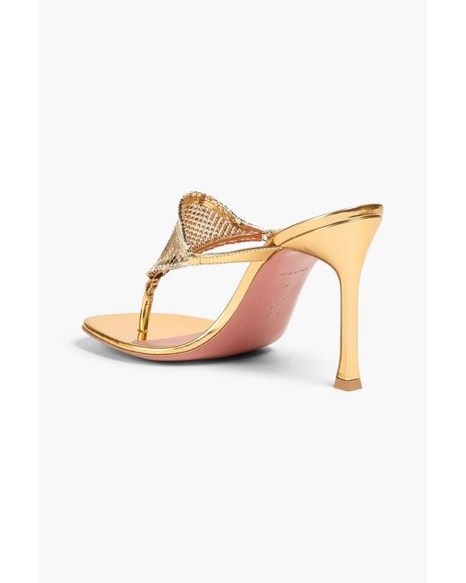 AMINA MUADDI White Cameron Leather And Chainmail Mules