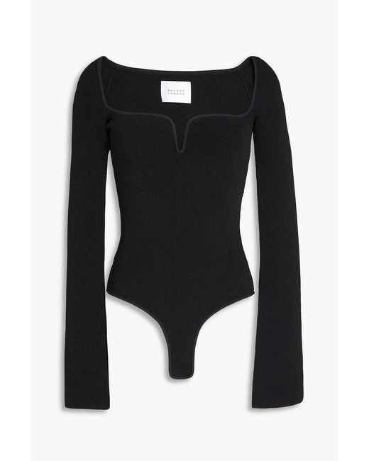 Galvan Black Ribbed-knit Bodysuit