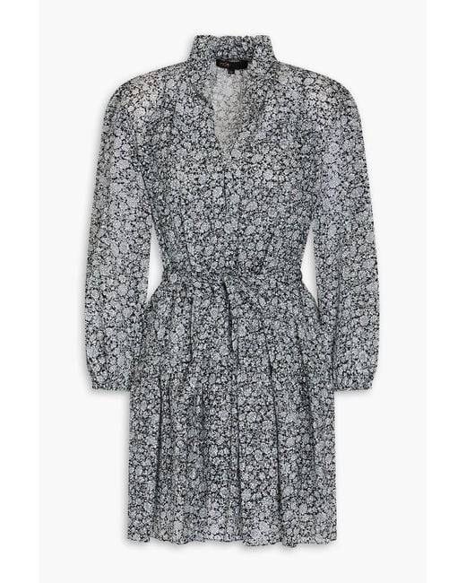Maje Gray Floral-print Devoré Mini Dress