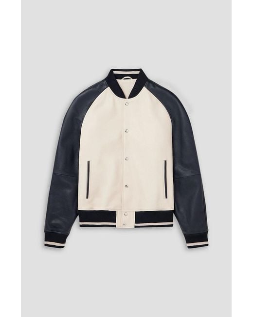 Mr P. Black Leather Varsity Jacket for men
