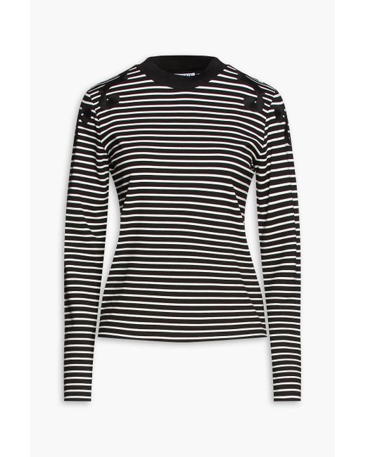 Claudie Pierlot Black Embroidered Striped Jersey Top