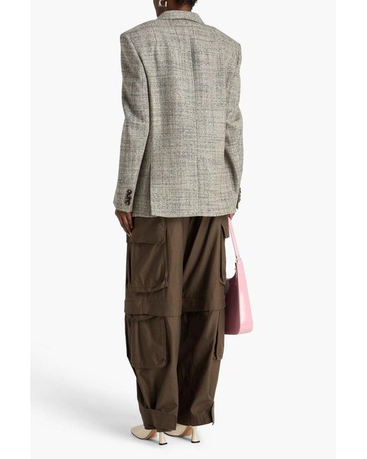 Stella McCartney Gray Double-breasted Wool-tweed Blazer
