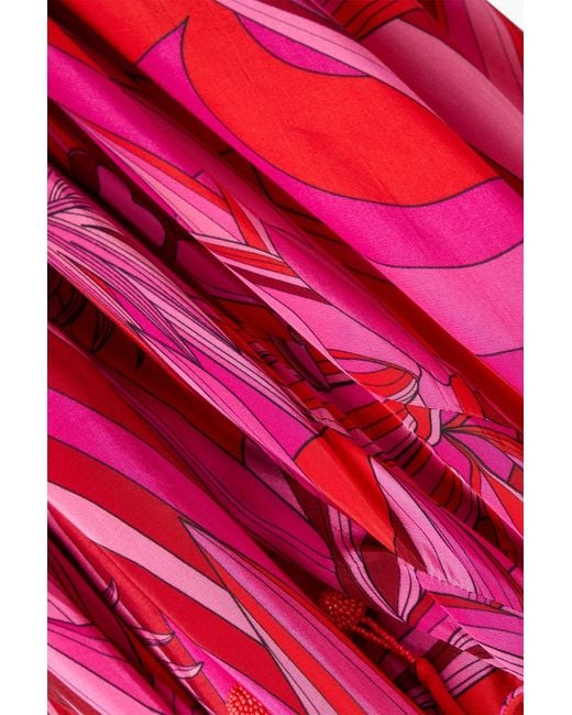 Farm Rio Pink Cutout Printed Satin Midi Dress
