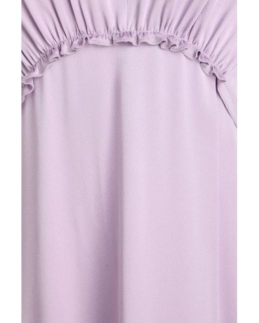 Victoria Beckham Purple Ruffled Satin-Crepe Midi Dress