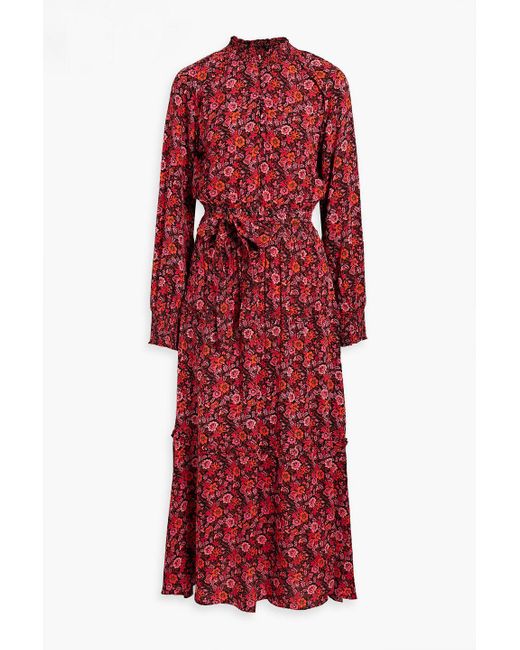 10 Crosby Derek Lam Rebecca Shirred Floral-print Crepe De Chine Midi Dress