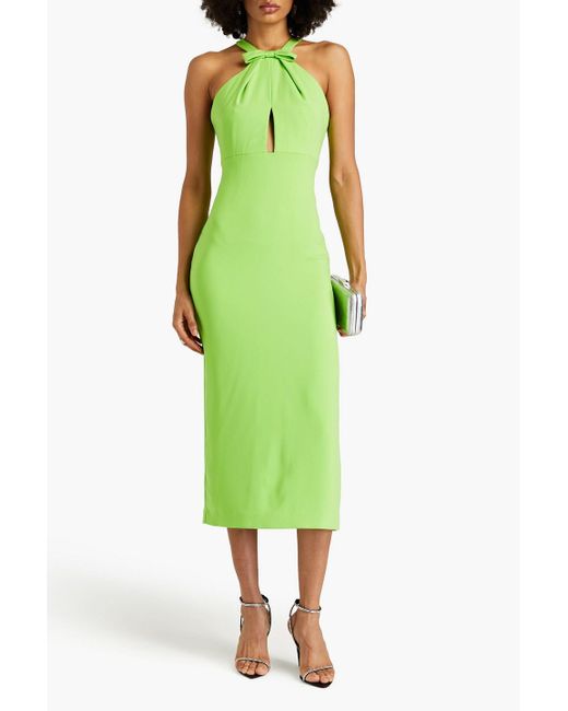 ML Monique Lhuillier Green Cutout Crepe Midi Dress