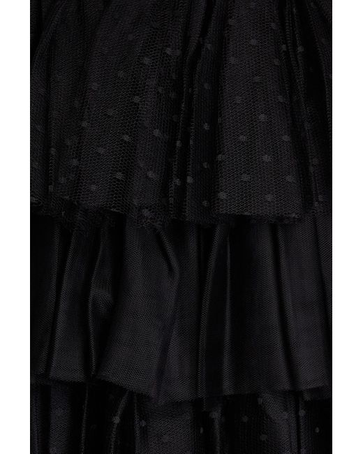 RED Valentino Black Tiered Ruffled Point D'esprit And Tulle Midi Skirt