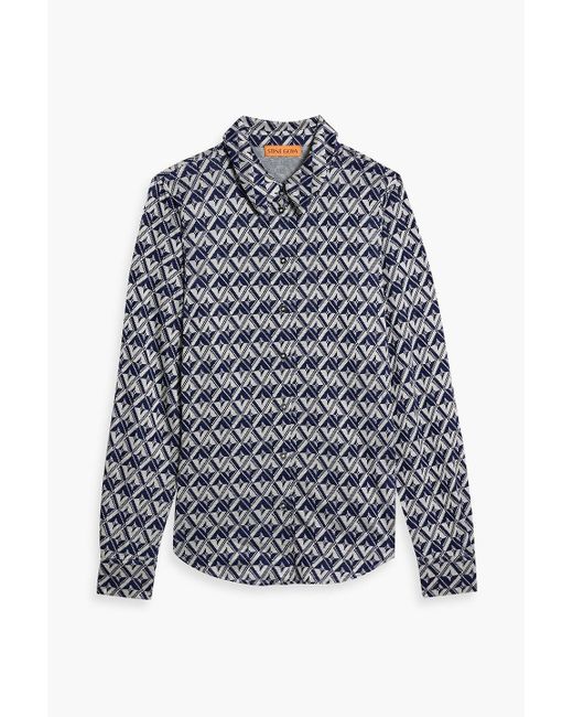 Stine Goya Blue Sabina Metallic Jacquard-knit Shirt