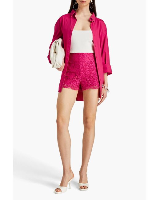 Valentino Garavani Pink Cotton-blend Corded Lace Shorts