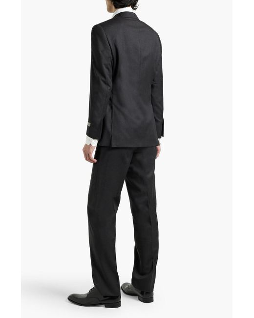 Canali Black Slim-fit Wool-twill Suit for men
