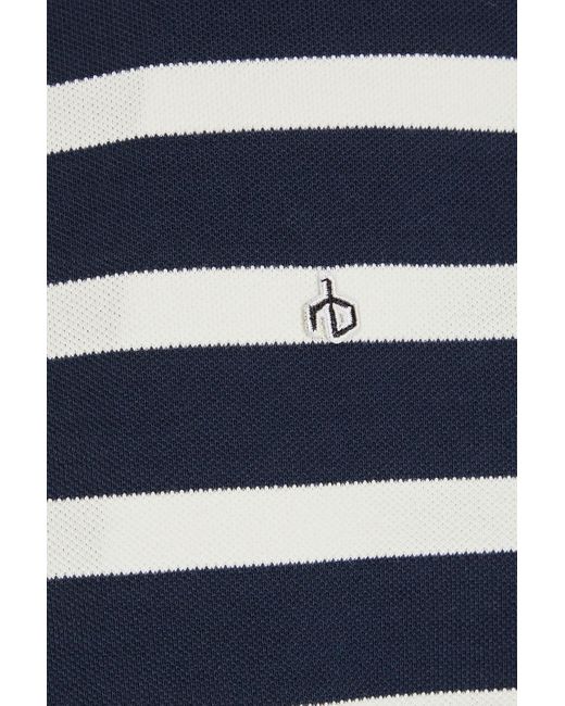 Rag & Bone Blue Striped Cotton-blend Piqué Polo Shirt for men