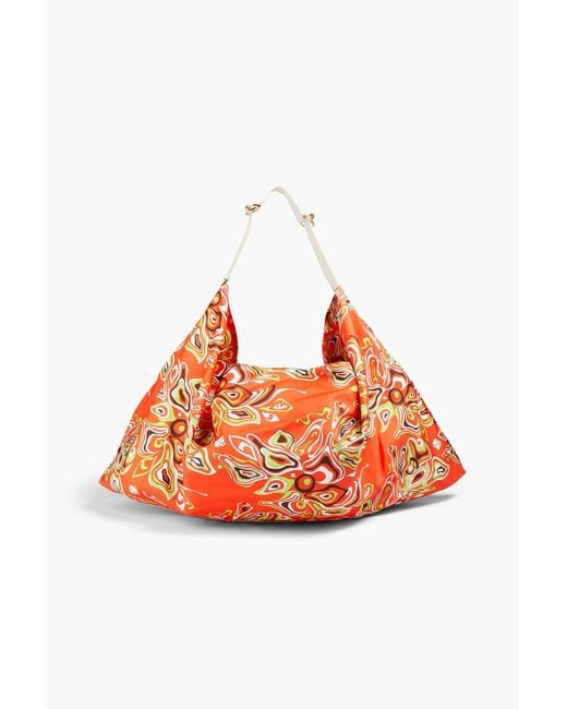 Emilio Pucci Orange Printed Satin-twill Shoulder Bag