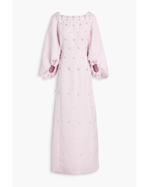 Huishan Zhang Pink Salma Crystal-Embellished Faille Gown