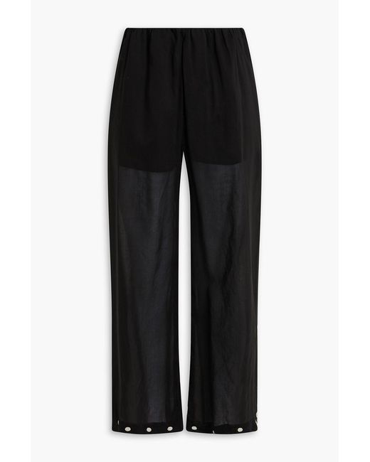 Nanushka Black Brenda Studded Cupro And Cotton-Blend Organza Straight-Leg Pants