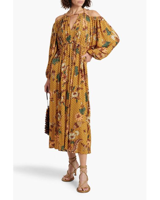 Ulla Johnson Metallic Noemi bedrucktes midikleid aus stretch-jersey mit cut-outs