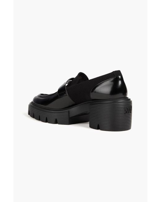 Stuart Weitzman Black Loafers "soho" aus gabardine und glanzleder
