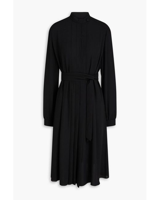 Emporio Armani Black Pleated Crepe De Chine Dress