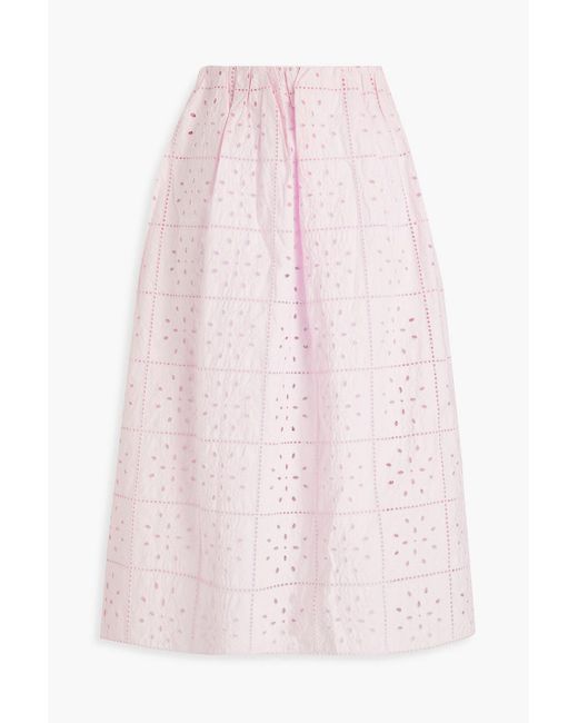 Ganni Pink Broderie Anglaise Rock