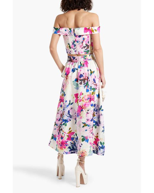 Nicholas White Daphne Belted Floral-print Linen-blend Maxi Skirt
