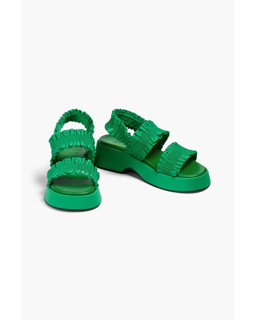 Ganni Green Smock Platform Sandals