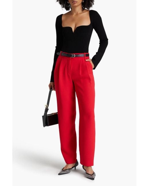 Emporio Armani Red Hose mit geradem bein aus crêpe mit falten