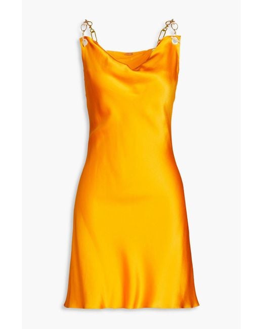 Cult Gaia Yellow Nerida Chain-trimmed Silk-blend Satin Mini Dress