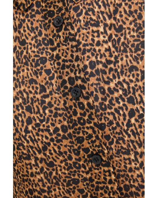 FRAME Brown The Standard Leopard-print Silk Crepe De Chine Shirt